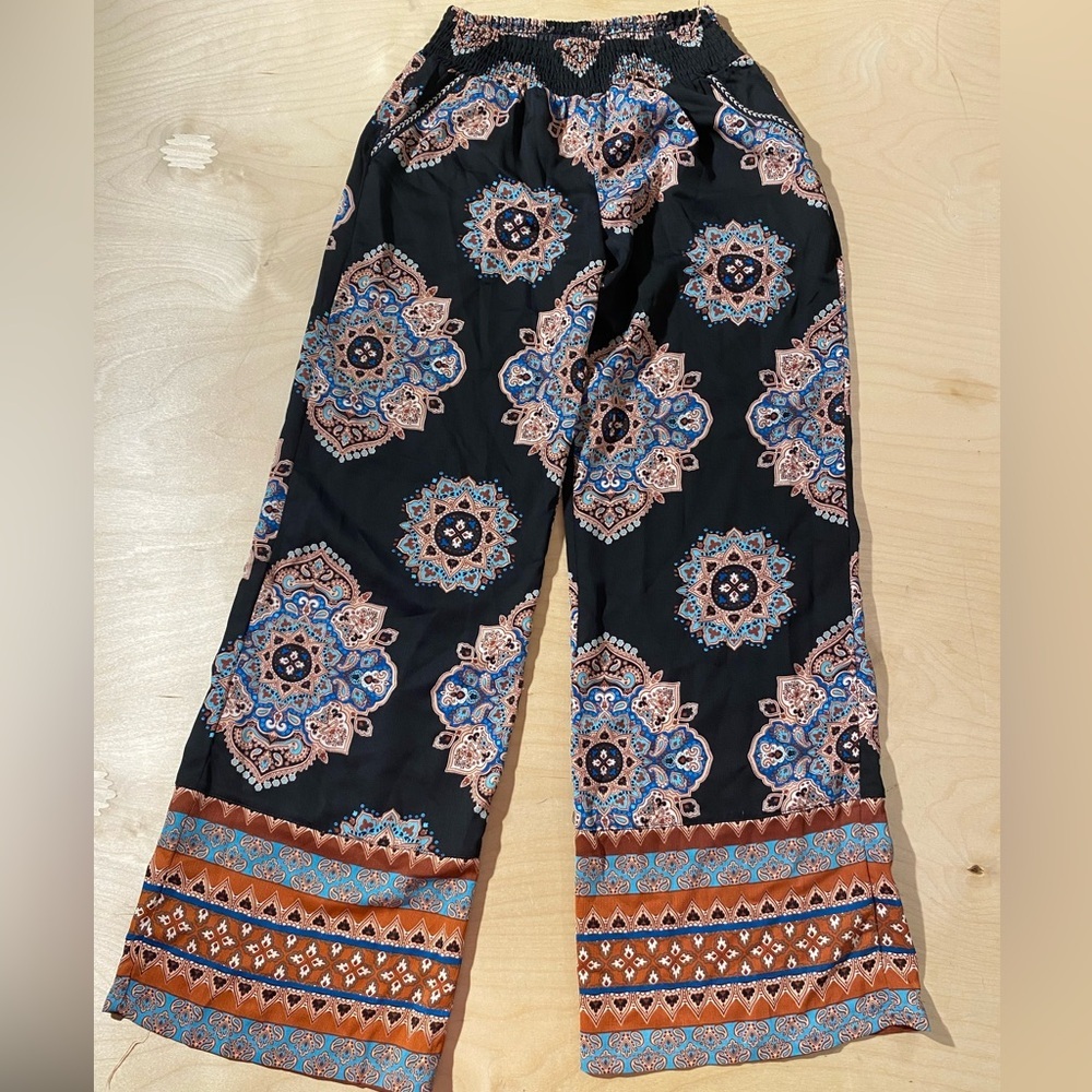 About a Girl Bohemian Patterned Wide-Leg Pants 6 (JI)